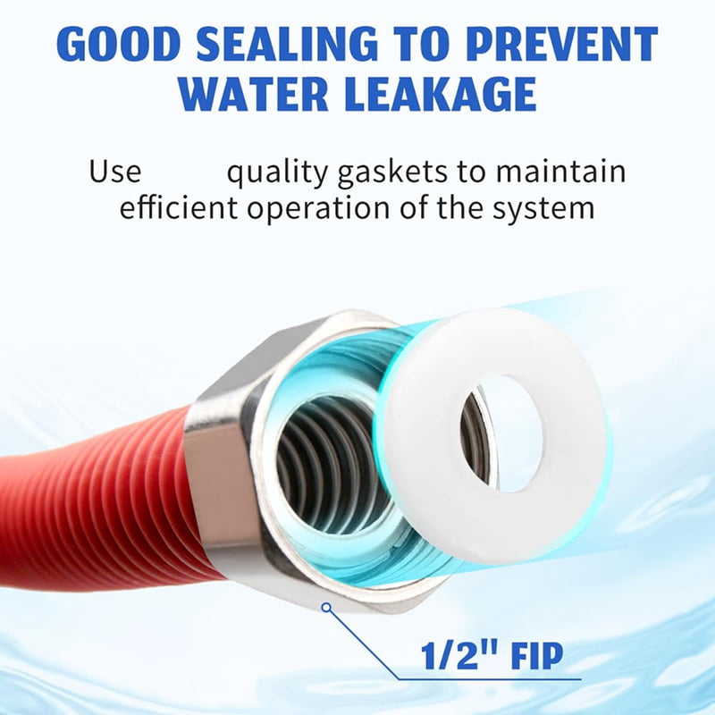 Flexible Stainless Steel Corrugated Water Heater Connector, Hot and Cold Color Water Heater Hose, 1/2inch FIP