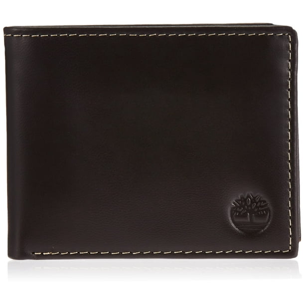 Cartera Timberland de piel con bolsillo abatible para hombre, color marrón