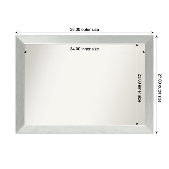 Amanti Art Custom Framed Wall and Bathroom Mirror (27 x 38 in.), Brushed Sterling Silver Frame