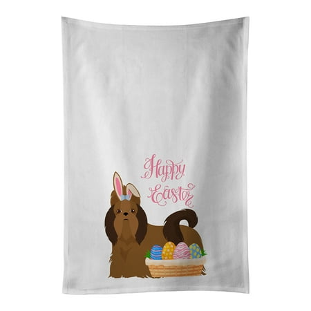 

Red Shih Tzu Easter White Kitchen Towel Set of 2 Dish Towels 19 in x 28 in