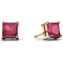 Paris Jewelry 14k Yellow Gold 2Ct Princes Cut Ruby Stud Earrings Plated | Jewelry Gift for Her Women