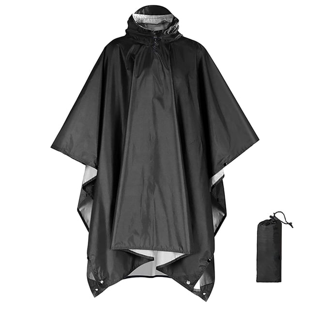 MIASHUI Poncho Imperméable Léger Réutilisable avec Capuche pour Randonnée et Activités Extérieures, Noir, Taille Unique