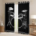 thumbnail image 2 of Manfei Drum Kit Black Out Curtains,Music Instrument Curtains Pack of 2 (42x63 Each),White Black Bedroom Curtains For Boys Kids,Breathable Home Decor, 2 of 6