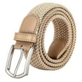 thumbnail image 2 of Men Belt Metal Pin Buckle Wide Band Anti-break Solid Color Firm Stitching Great Tougness Waist Strap Male Elastic Belt Pants Jeans Matching, 2 of 8