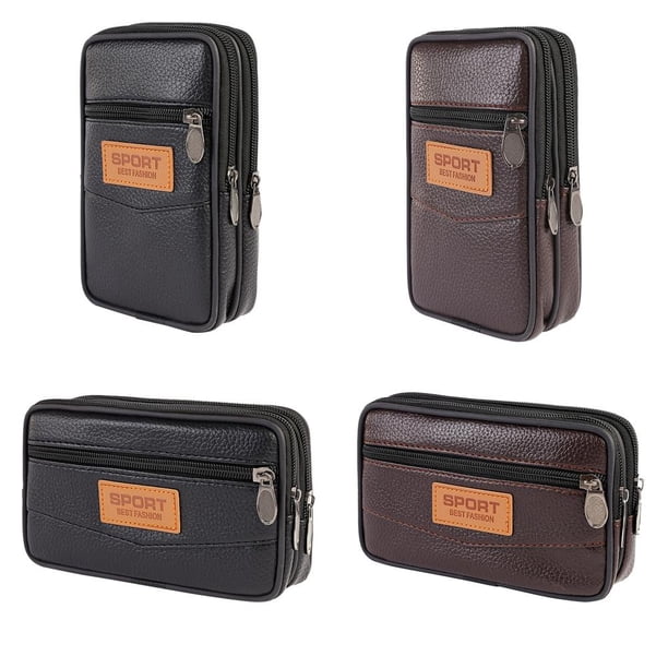 Bolsa Bolso 3 uds Casual PU deportes hombres teléfono monedero riñonera (vertical negro)