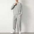 thumbnail image 4 of Men's Solid Color Casual Fashion Long-Sleeved Round Neck Top Sweatpants Set, 4 of 4