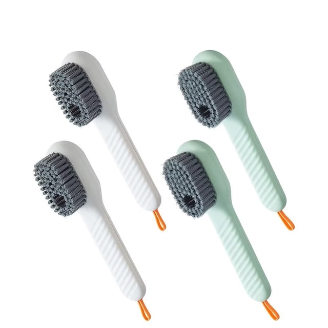 Juego de 4 cepillos líquidos para zapatos de cerdas suaves para ropa con mango largo ergonómico verde + blanco Sincero Electrónica