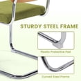 thumbnail image 4 of LOGYAT 2-Pack Modern Dining Chairs Set, Handwoven Rattan Back with Chrome Metal Base, Padded Cotton Fabric Seat, Ideal for Kitchen Dining Room, Green, 4 of 6