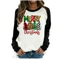 thumbnail image 2 of OKBOP Asymmetrical Tops for Women,Round-Neck Color Block Merry Chriasmas Printing Long Sleeve Plus Size Blouses for Women Yellow Long Sleeve Shirt Women, 2 of 4