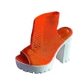 thumbnail image 2 of Botas de tacón alto de tacón grueso con punta abierta y boca de pescado de punto transpirable de color sexy para mujer Wmkox8yii  hfjk2013, 2 of 3