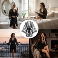 thumbnail image 7 of Vjnyvs Women's Dressing Gowns, Lace-up Nightgown, Satin Kimono Morning Robe Bridal Ladies Lace Trim Sexy Bathrobes Nightwear Bridesmaid Robes, 7 of 7
