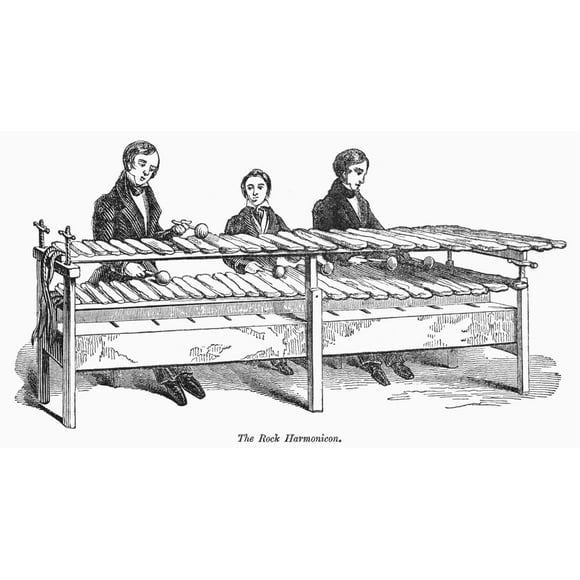 Rock Harmonicon, 1842. /Nmallet Instrument Made From Hard Slate. Wood Engraving, English, 1842. Poster Print by  (24 x 36)