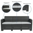 thumbnail image 3 of Merrick Lane Outdoor Furniture Resin Sofa Dark Gray Faux Rattan Wicker Pattern Patio 3-Seat Sofa With All-Weather Beige Cushions, 3 of 14