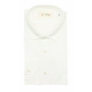 Tintoria Mattei 954 Men's White Cotton Slim Shirt With Patch Work Casual Button-Down - L