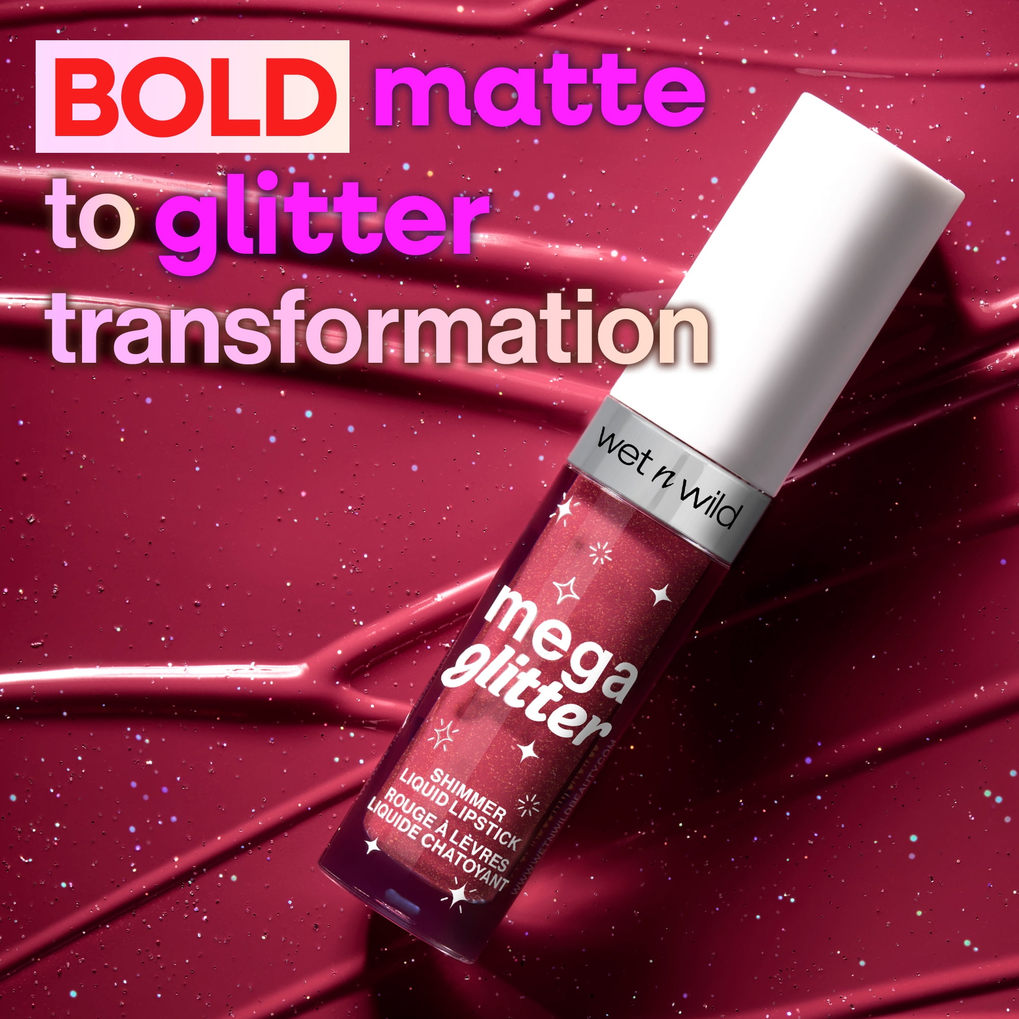 wet n wild  Mega Glitter Shimmer Liquid Lipstick, Pink Future