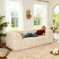 thumbnail image 2 of Leovanni 80" Boneless 2 Seater Sofa with Deep Seating for Living Room, No Assembly Required, Faux Fur Modular Modern Loveseat, Beige, 2 of 11
