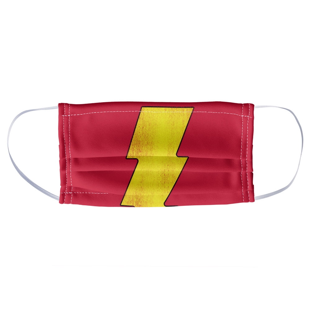 Justice League Shazam! Logo Distressed 1-Ply Reusable Face Mask Covering, Unisex