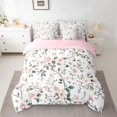 thumbnail image 2 of Manfei Country Floral 7 Pieces Bedding Comforter Set,Rustic Plant Flower Full Bedding Set,White Green Pink Fitted Sheet Flat Sheet For Teens,Super Cozy Room Decor Reversible, 2 of 8