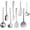 Silver, variant on Stainless Steel Kitchen Utensil Set -8 Cooking Utensils, Colorful Titanium Plated Set Kitchen Tools Gadgets Cake Shovels/Plain Spatula,  Masher, Spoon, Slotted Spoon-Rainbow Color