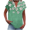 thumbnail image 2 of Inverlee Women's Cotton Linen Tee Tops Floral Print V Neck Short Sleeve Shirts Summer Casual Vacation Tunics for Beach, 2 of 5