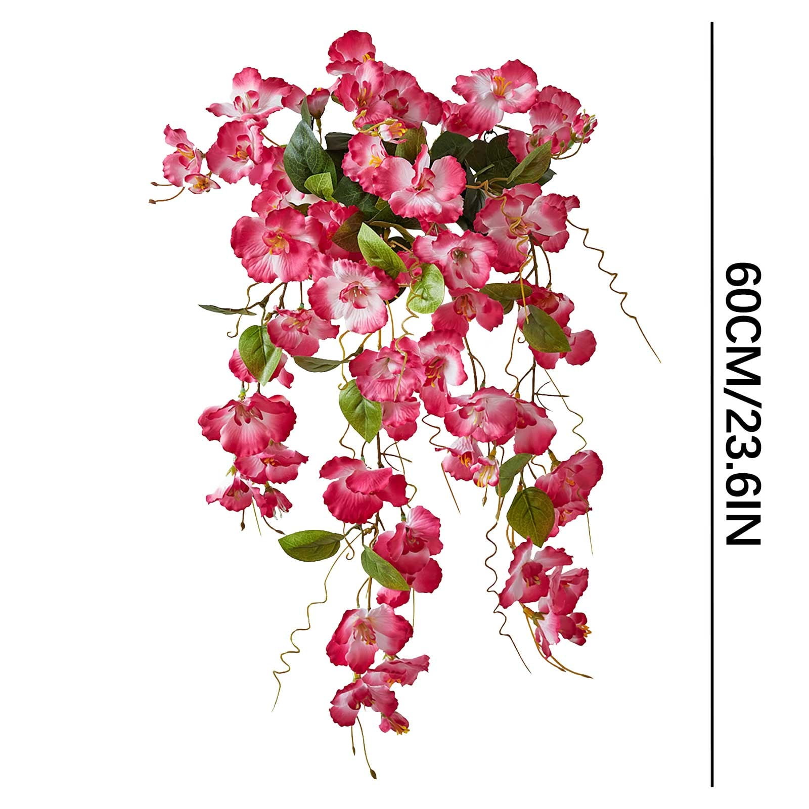 3pcs Artificial Fake Hanging Hibiscus Flowers Plants Baskets for Outdoor Outside Spring Summer Decoration, Faux Silk Hibiscus Long Vines in Planter UV Resistant Realistic Flowers
