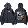 thumbnail image 3 of Sudaderas con capucha con cremallera para hombre y mujer, ropa Vintage de rapero Milo J, Album Merch, Hip Hop, chaquetas sueltas informales con cremallera, 111, 3 of 5