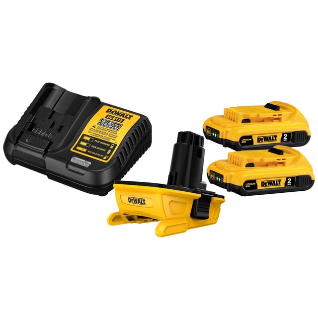 Kit adaptador de batería DEWALT de 18 V a 20 V con 2 baterías y cargador