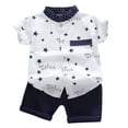 thumbnail image 2 of Tfken Boys Outfit Set Size 18 Months-24 Months Kids Baby Star Letter Gentleman Shirt Tops Shorts Outfits Set Toddler Boy Outfit White, 2 of 6