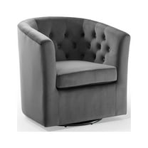 Prospect Tufted Performance Velvet Swivel Armchair Charcoal