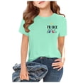 thumbnail image 2 of SXcggal Girls Short Sleeve Shirts Kids Summer Tops Crewneck Tees 3 13 Years Cute Fashionable Casual Girl Top, 2 of 6