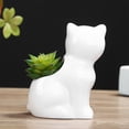 thumbnail image 2 of Mini maceta de cerámica con forma de gato de dibujos animados, para plantas suculentas, soporte para bolígrafos, decoración de escritorio para el hogar y la oficina (blanco), 2 of 7