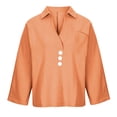 thumbnail image 4 of asdoklhq Plus Size Long Blouses, Women Solid Casual Long Sleeve Pocket V-Neck Button Shirt Tops, 4 of 8