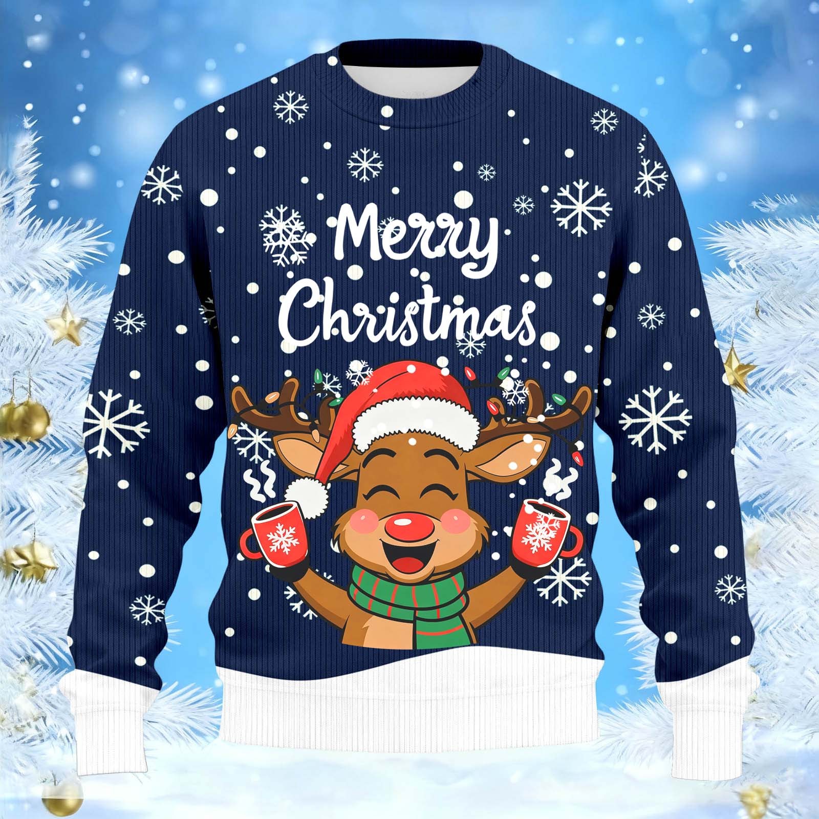 Christmas Sweater Men Sweaters Funny Sweatshirt Knit Plus Size Big and Tall Holiday Vacation Elf Adult Sweatshirts