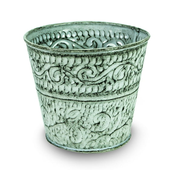 Headwind IronLite  Ensley 4" Round Planter, Metal, Antique White by Robert Allen