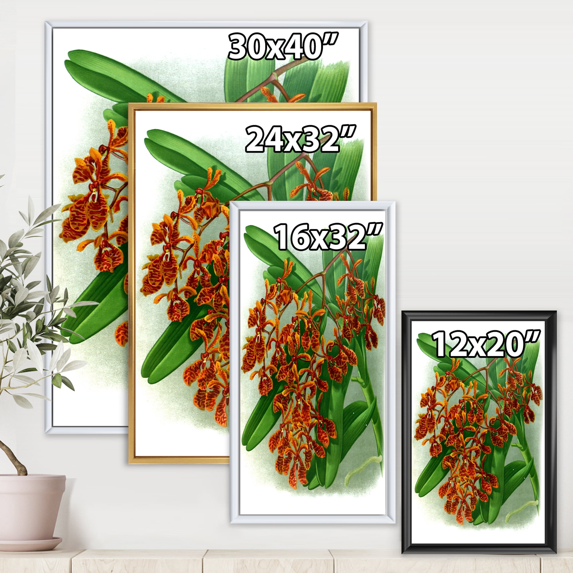 Designart 'Flowers Retro II' Farmhouse Framed Canvas Wall Art Print