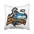 thumbnail image 1 of WOPOP Blue Team Sharks Character Hockey Sport Mascot White Aggressive Angry Animal Arm Badge Big Pillowcase Pillow Cover 20x20 inches, 1 of 1
