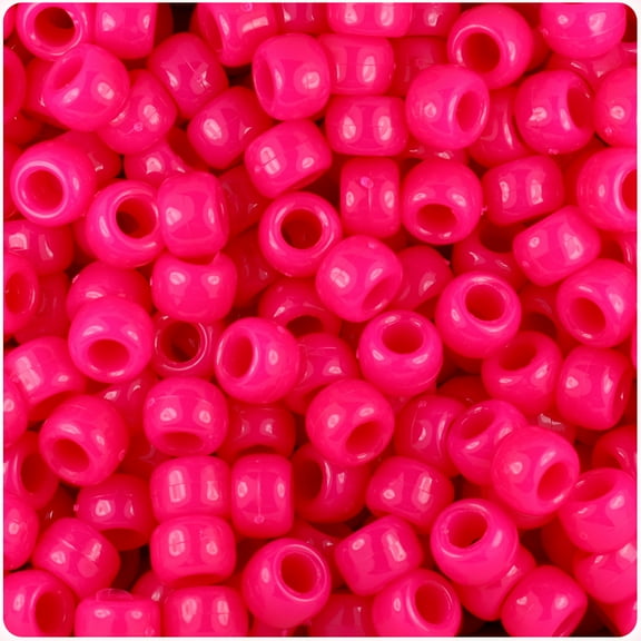 BeadTin Magenta Neon Bright 9mm Barrel Pony Beads (500pc)