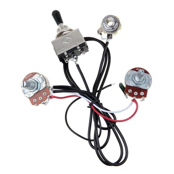 6.35mm Jack Electric Guitar Wiring Harness Kit with 1V/1T 3-way & Lift Switch