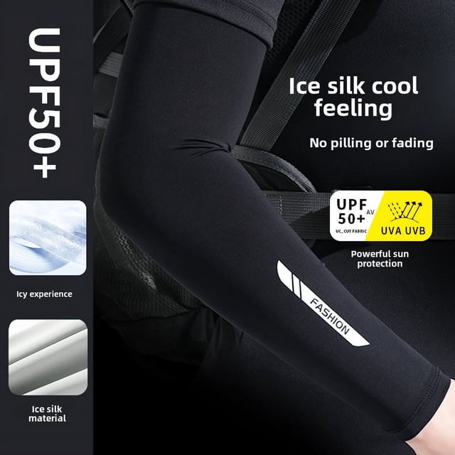 Manga de hielo para hombre, protección solar de verano, manga de brazo con protección UV, seda de hielo, pesca, conducción, equitación, manga de brazo extra grande de talla grande