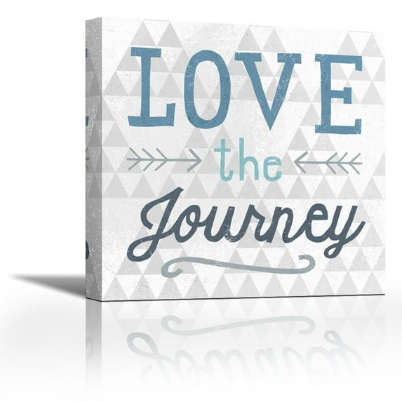 Mod Triangles Love the Journey Blue - Contemporary Fine Art Giclee on Canvas Gallery Wrap - wall décor - Art painting - 24 x 24 Inch - Ready to Hang