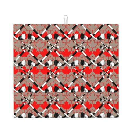 

Matuu Hockey With Maple Leaves for Dish Drying Mat for Kitchen Counter for Kitchen and Dining Kitchen Counter Accessories 16 x18