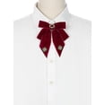 thumbnail image 4 of INSPIRE CHIC Women's Velvet Bow Brooch Solid Color with Rhinestone Decor Red, 4 of 5