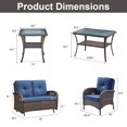 thumbnail image 2 of Opohoro 5-Piece Outdoor Conversation Set with Lounge Chairs, Glider Loveseat, Coffee & Side Tables, Brown/Blue, 2 of 12