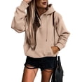 thumbnail image 4 of TYGHBN Women Casual Solid Sweatshirt Pocket Hooded Strap Long Sleeve Loose Top Hoodie Dress Women Winter Athletic Womens Hoodie Athletic Sweatshirts for Women Light Sweatshirt Hoodies Women Women S, 4 of 6