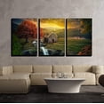 thumbnail image 2 of wall26 - 3 Piece Canvas Wall Art - Beautiful Nature Scene with Cottage in The Mountains Near a Stream. - Modern Home Art Stretched and Framed Ready to Hang - 16"x24"x3 Panels, 2 of 4