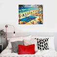 thumbnail image 5 of ONETECH Volleyball At Center Canvas Wall Art Cityscape Style Painting Style Canvas Wall Art, Green Canvas Wall Art with Landmark Style 20x16in, 5 of 6