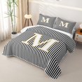 thumbnail image 3 of Erosebridal Glitter Print Letter M Bed Spread Queen, Cartoon Monogrammed Queen Coverlet Set, 3-Piece, 3 of 7