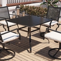 Clihome Modern Square Patio Table, 40 inch Outdoor Steel Square Dining Table