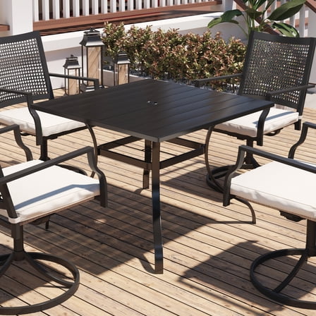 Clihome Modern Square Patio Table, 40 inch Outdoor Steel Square Dining Table