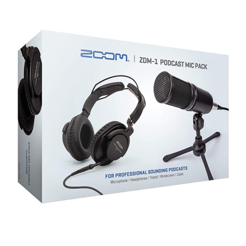 Zoom ZDM-1 4-Person Podcast Microphone Pack Accessory Bundle & Four Boom Arm